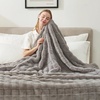 image:imageCozy Bliss Fluffy Faux Fur Throw Blanket for CouchWarm Cozy Soft Cream White Throw Blankets for Sofa Bed Living Room50x60 InchesGrey