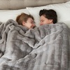 image:imageCozy Bliss Fluffy Faux Fur Throw Blanket for CouchWarm Cozy Soft Cream White Throw Blankets for Sofa Bed Living Room50x60 InchesGrey