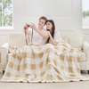 image:imageCozy Bliss Luxury Sherpa Throw Blanket for Couch Premium Reversible Buffalo Plaid Thick Throw Warm Cozy Soft Blanket for Home and Gifts Light Blue 50 x 60Buffalo Plaidbeige