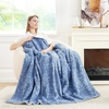 image:imageCozy Bliss Luxury Sherpa Throw Blanket for Couch Premium Reversible Buffalo Plaid Thick Throw Warm Cozy Soft Blanket for Home and Gifts Light Blue 50 x 60Mottled Navy Blue