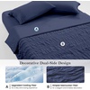 image:imageCozy Bliss Seersucker Cooling Comforter Queen Size QMax 045 Reversible Lightweight Cooling Blanket Breathable Silk Smooth Summer Bedding Quilt for Hot Sleepers Night Sweats Dark GreyNavy Blue