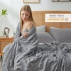 image:imageCozy Bliss Seersucker Cooling Comforter Queen Size QMax 045 Reversible Lightweight Cooling Blanket Breathable Silk Smooth Summer Bedding Quilt for Hot Sleepers Night Sweats Dark GreyDark Grey