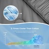 image:imageCozy Bliss Seersucker Cooling Comforter Queen Size QMax 045 Reversible Lightweight Cooling Blanket Breathable Silk Smooth Summer Bedding Quilt for Hot Sleepers Night Sweats Dark GreyVertical Striped Grey