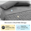 image:imageCozy Bliss Seersucker Cooling Comforter Queen Size QMax 045 Reversible Lightweight Cooling Blanket Breathable Silk Smooth Summer Bedding Quilt for Hot Sleepers Night Sweats Dark GreyVertical Striped Grey