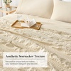image:imageCozy Bliss Seersucker Cooling Comforter Queen Size QMax 045 Reversible Lightweight Cooling Blanket Breathable Silk Smooth Summer Bedding Quilt for Hot Sleepers Night Sweats Dark GreyKhaki