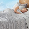 image:imageCozy Bliss Seersucker Cooling Comforter Queen Size QMax 045 Reversible Lightweight Cooling Blanket Breathable Silk Smooth Summer Bedding Quilt for Hot Sleepers Night Sweats Dark GreyLight Grey