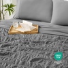 image:imageCozy Bliss Seersucker Cooling Comforter Queen Size QMax 045 Reversible Lightweight Cooling Blanket Breathable Silk Smooth Summer Bedding Quilt for Hot Sleepers Night Sweats Dark GreyVertical Striped Grey