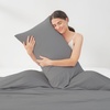 image:imageCozy Bliss 2 Pack Cooling Pillow Cases Queen 20 x 30 GreenDark Grey