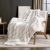 image:imageCozy Bliss Deluxe Striped Rabbit Faux Fur Throw Blanket Soft Fluffy Warm Plush Blanket for Winter Modern Homr Decor Tiedye Grey 60x80Stripe  Beige