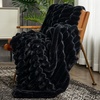 image:imageCozy Bliss Faux Fur Throw Blanket for Couch Cozy Warm Plush Striped Blanket for Sofa Bedroom Living Room 50  60 Inches Tiedye GreyBlack