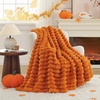 image:imageCozy Bliss Faux Fur Throw Blanket for Couch Cozy Warm Plush Striped Blanket for Sofa Bedroom Living Room 50  60 Inches Tiedye GreyBurnt Orange