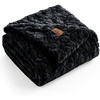 image:imageCozy Bliss Faux Fur Throw Blanket for Couch Fuzzy Soft Plush Thick Warm Fluffy Reversible Wave Textured Blanket for Sofa Bedroom Living Room 55  70 Inches Cream WhiteBlack