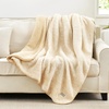 image:imageCozy Bliss Luxury Sherpa Throw Blanket for Couch Premium Reversible Buffalo Plaid Thick Throw Warm Cozy Soft Blanket for Home and Gifts Light Blue 50 x 60Mottled Beige