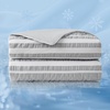 image:imageCozy Bliss Seersucker Cooling Comforter Queen Size QMax 045 Reversible Lightweight Cooling Blanket Breathable Silk Smooth Summer Bedding Quilt for Hot Sleepers Night Sweats Dark GreyCationic Dyed Grey