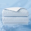 image:imageCozy Bliss Seersucker Cooling Comforter Queen Size QMax 045 Reversible Lightweight Cooling Blanket Breathable Silk Smooth Summer Bedding Quilt for Hot Sleepers Night Sweats Dark GreyCationic Dyed Blue