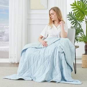 image:imageCozy Bliss Cooling Blanket for Hot Sleepers Queen Size QMax 045 Cooling Comfort Cold Blankets for Night Sweats Sleeping UltraCool Lightweight Breathable Blanket for Bed Mist GreyCool Blue
