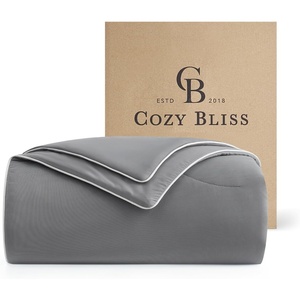 image:imageCozy Bliss Cooling Comforter Queen Size Reversible Lightweight Cooling Blankets for Hot Sleepers and Night Sweats QMaxgt045 Soft Breathable Silky Smooth Summer Comforter Cool Grey 90x90Dark Grey