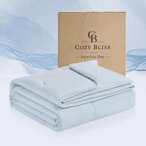 image:imageCozy Bliss Cooling Comforter Twin Size x Sorona Viscose Natural Fiber Reversible Silky Smooth Cooling Blanket with QMax045 for Hot Sleepers amp Night Sweats Charcoal Grey 68x90Cool Blue