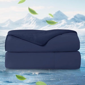 image:imageCozy Bliss Cooling Comforter Twin Size x Sorona Viscose Natural Fiber Reversible Silky Smooth Cooling Blanket with QMax045 for Hot Sleepers amp Night Sweats Charcoal Grey 68x90Dark Blue