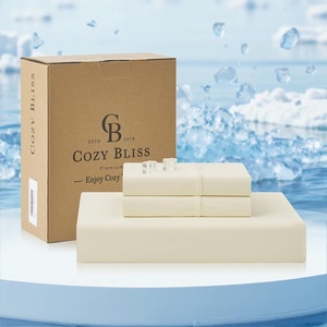 image:imageCozy Bliss Cooling Fitted Sheet Set Full BlueCream White