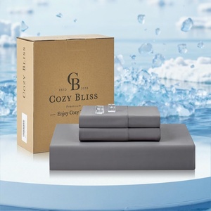 image:imageCozy Bliss Cooling Fitted Sheet Set Full BlueDark Grey