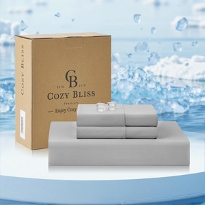 image:imageCozy Bliss Cooling Fitted Sheet Set Full BlueLight Grey