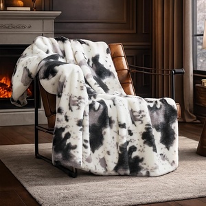 image:imageCozy Bliss Cow Print Faux Fur Throw Blanket Animal Printed Blankets Super Soft Warm Thick Fluffy Throws Home Decor for Couch Bed Sofa Women BlackampGrey Cow 50x60 InchesBlackgrey Cow
