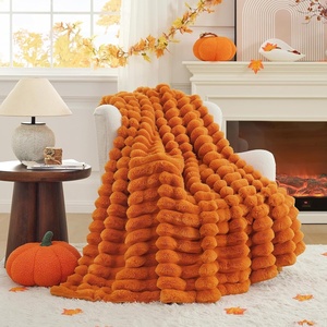 image:imageCozy Bliss Faux Fur Throw Blanket for Couch Cozy Warm Plush Striped Blanket for Sofa Bedroom Living Room 50  60 Inches Tiedye GreyBurnt Orange