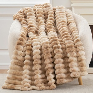 image:imageCozy Bliss Faux Fur Throw Blanket for Couch Cozy Warm Plush Striped Blanket for Sofa Bedroom Living Room 50  60 Inches Tiedye GreyTiedye Khaki