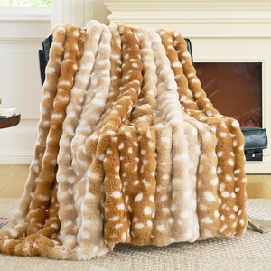 image:imageCozy Bliss Faux Fur Throw Blanket for Couch Fuzzy Soft Plush Thick Bubble Blanket for Sofa Bedroom Living Room 50  60 Inches BeigeDeer