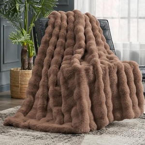image:imageCozy Bliss Faux Fur Throw Blanket for Couch Fuzzy Soft Plush Thick Bubble Blanket for Sofa Bedroom Living Room 50  60 Inches BeigeLight Brown