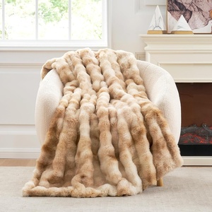 image:imageCozy Bliss Faux Fur Throw Blanket for Couch Fuzzy Soft Plush Thick Bubble Blanket for Sofa Bedroom Living Room 50  60 Inches BeigeTiedye Beige