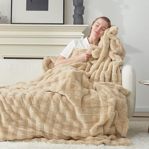 image:imageCozy Bliss Fluffy Faux Fur Throw Blanket for CouchWarm Cozy Soft Cream White Throw Blankets for Sofa Bed Living Room50x60 InchesBeige