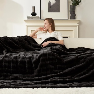 image:imageCozy Bliss Fluffy Faux Fur Throw Blanket for CouchWarm Cozy Soft Cream White Throw Blankets for Sofa Bed Living Room50x60 InchesBlack