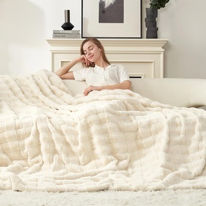 image:imageCozy Bliss Fluffy Faux Fur Throw Blanket for CouchWarm Cozy Soft Cream White Throw Blankets for Sofa Bed Living Room50x60 InchesCream White