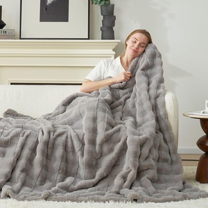 image:imageCozy Bliss Fluffy Faux Fur Throw Blanket for CouchWarm Cozy Soft Cream White Throw Blankets for Sofa Bed Living Room50x60 InchesGrey