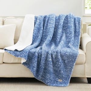 image:imageCozy Bliss Luxury Sherpa Throw Blanket for Couch Premium Reversible Buffalo Plaid Thick Throw Warm Cozy Soft Blanket for Home and Gifts Light Blue 50 x 60Mottled Navy Blue