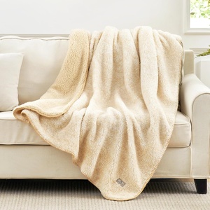 image:imageCozy Bliss Luxury Sherpa Throw Blanket for Couch Premium Reversible Buffalo Plaid Thick Throw Warm Cozy Soft Blanket for Home and Gifts Light Blue 50 x 60Mottled Beige