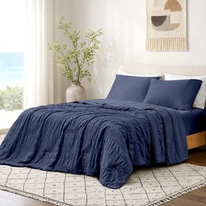image:imageCozy Bliss Seersucker Cooling Comforter Queen Size QMax 045 Reversible Lightweight Cooling Blanket Breathable Silk Smooth Summer Bedding Quilt for Hot Sleepers Night Sweats Dark GreyNavy Blue