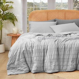 image:imageCozy Bliss Seersucker Cooling Comforter Queen Size QMax 045 Reversible Lightweight Cooling Blanket Breathable Silk Smooth Summer Bedding Quilt for Hot Sleepers Night Sweats Dark GreyLight Grey