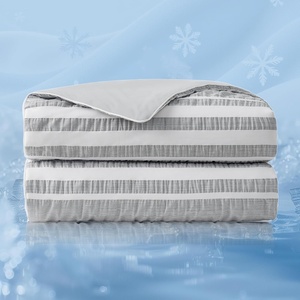 image:imageCozy Bliss Seersucker Cooling Comforter Queen Size QMax 045 Reversible Lightweight Cooling Blanket Breathable Silk Smooth Summer Bedding Quilt for Hot Sleepers Night Sweats Dark GreyCationic Dyed Grey