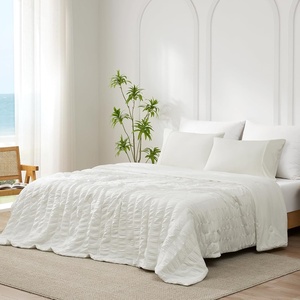 image:imageCozy Bliss Seersucker Cooling Comforter Queen Size QMax 045 Reversible Lightweight Cooling Blanket Breathable Silk Smooth Summer Bedding Quilt for Hot Sleepers Night Sweats Dark GreyVertical Striped White